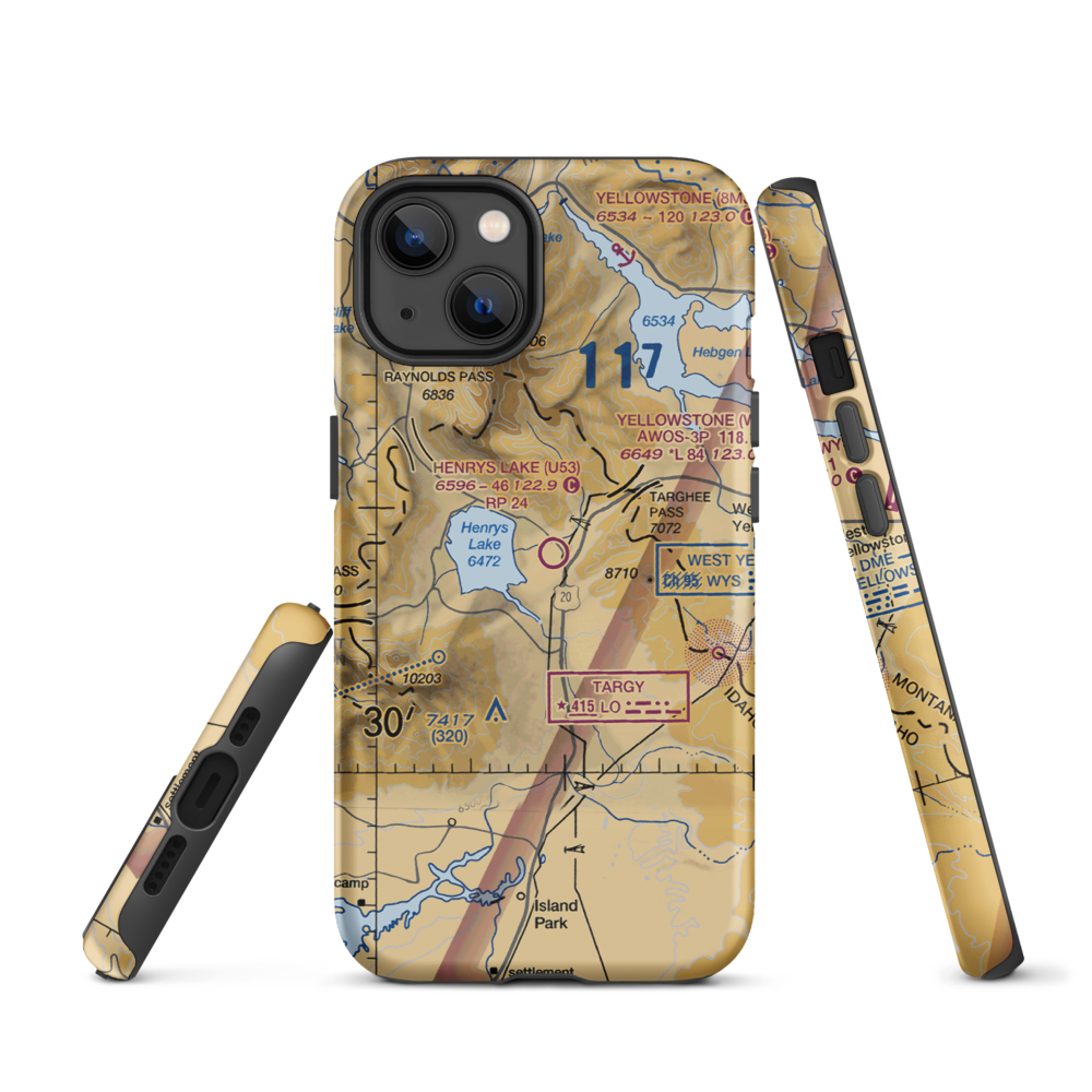 Henry's Lake Airport (U53) VFR Sectional  Tough iPhone Case iPhone 13 model shown