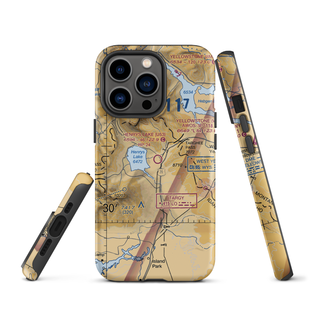 Henry's Lake Airport (U53) VFR Sectional  Tough iPhone Case iPhone 13 Pro model shown