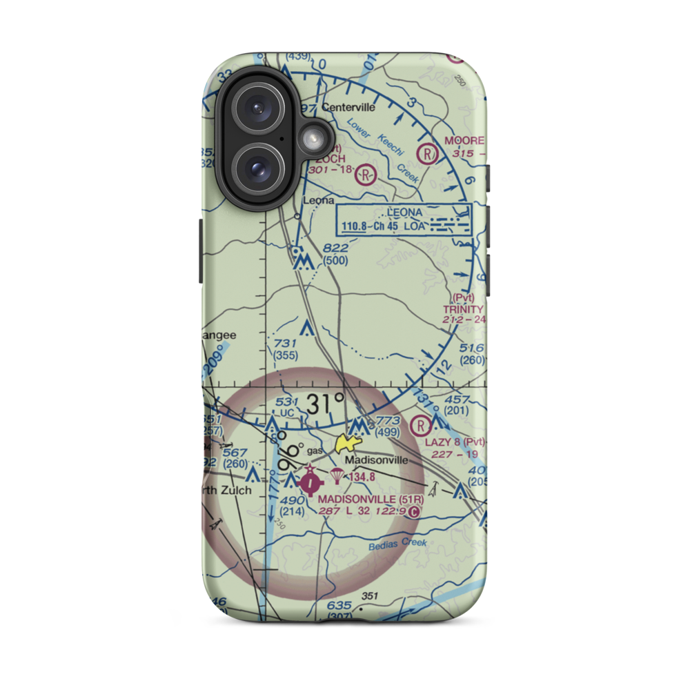 Hensarling Airport (47TS) VFR Sectional  Tough iPhone Case iPhone 16 Plus model shown