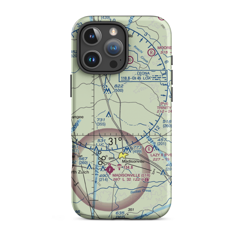 Hensarling Airport (47TS) VFR Sectional  Tough iPhone Case iPhone 16 Pro Max model shown