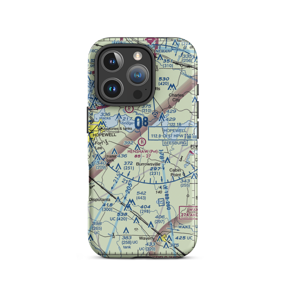 Henshaw Airport (VG42) VFR Sectional  Tough iPhone Case iPhone 16 Pro model shown