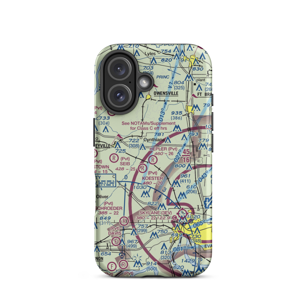 Hepler Airport (43IN) VFR Sectional  Tough iPhone Case iPhone 16 model shown