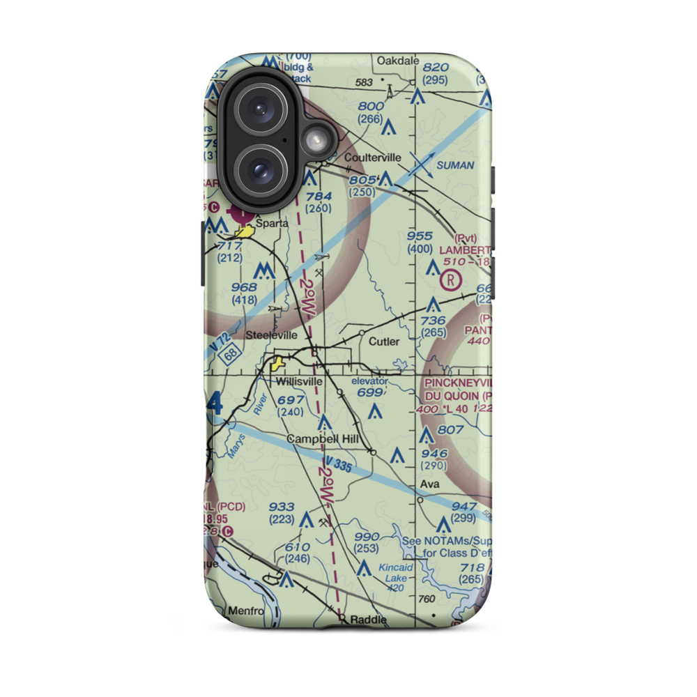 Hepp Airport (9LL2) VFR Sectional  Tough iPhone Case iPhone 16 Plus model shown