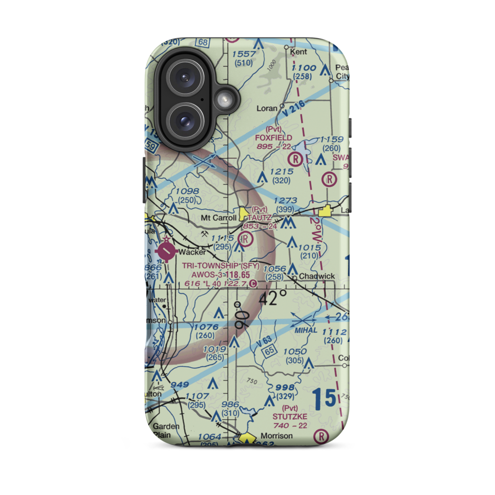 Herb Tautz Airport (LL07) VFR Sectional  Tough iPhone Case iPhone 16 Plus model shown