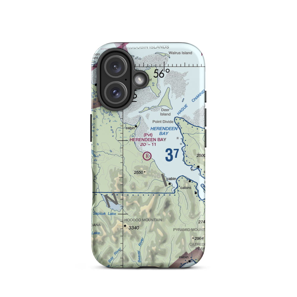 Herendeen Bay Airport (HED) VFR Sectional  Tough iPhone Case iPhone 16 model shown