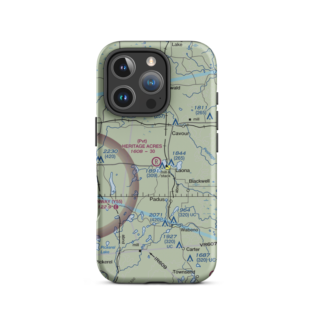 Heritage Acres Airport (90WI) VFR Sectional  Tough iPhone Case iPhone 16 Pro model shown
