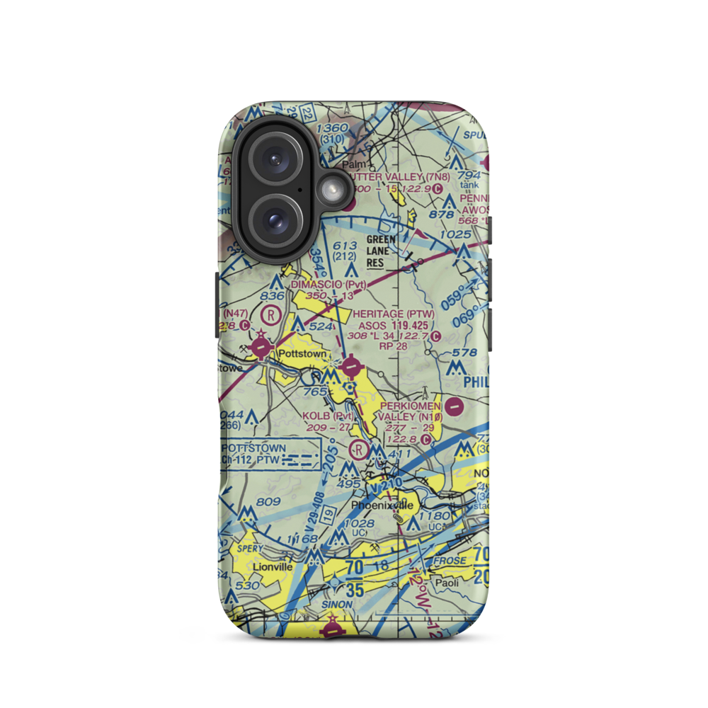 Heritage Field (PTW) VFR Sectional  Tough iPhone Case iPhone 16 model shown