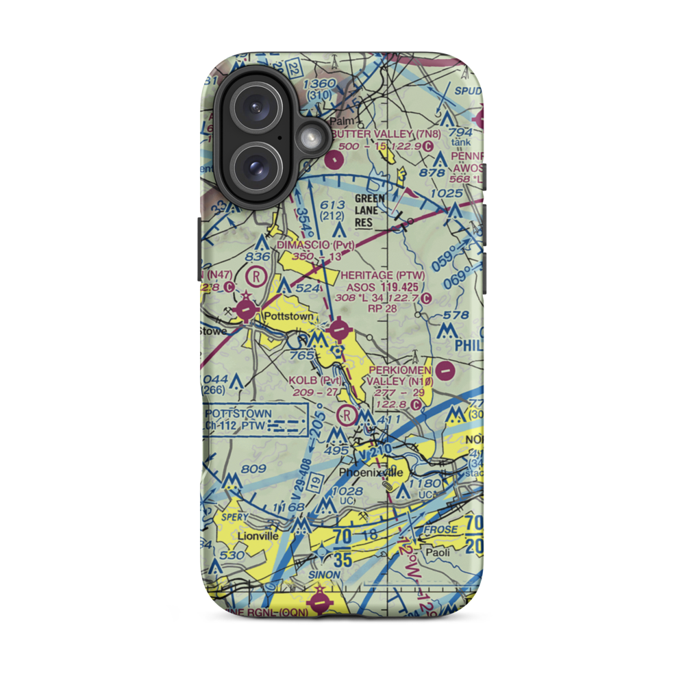 Heritage Field (PTW) VFR Sectional  Tough iPhone Case iPhone 16 Plus model shown