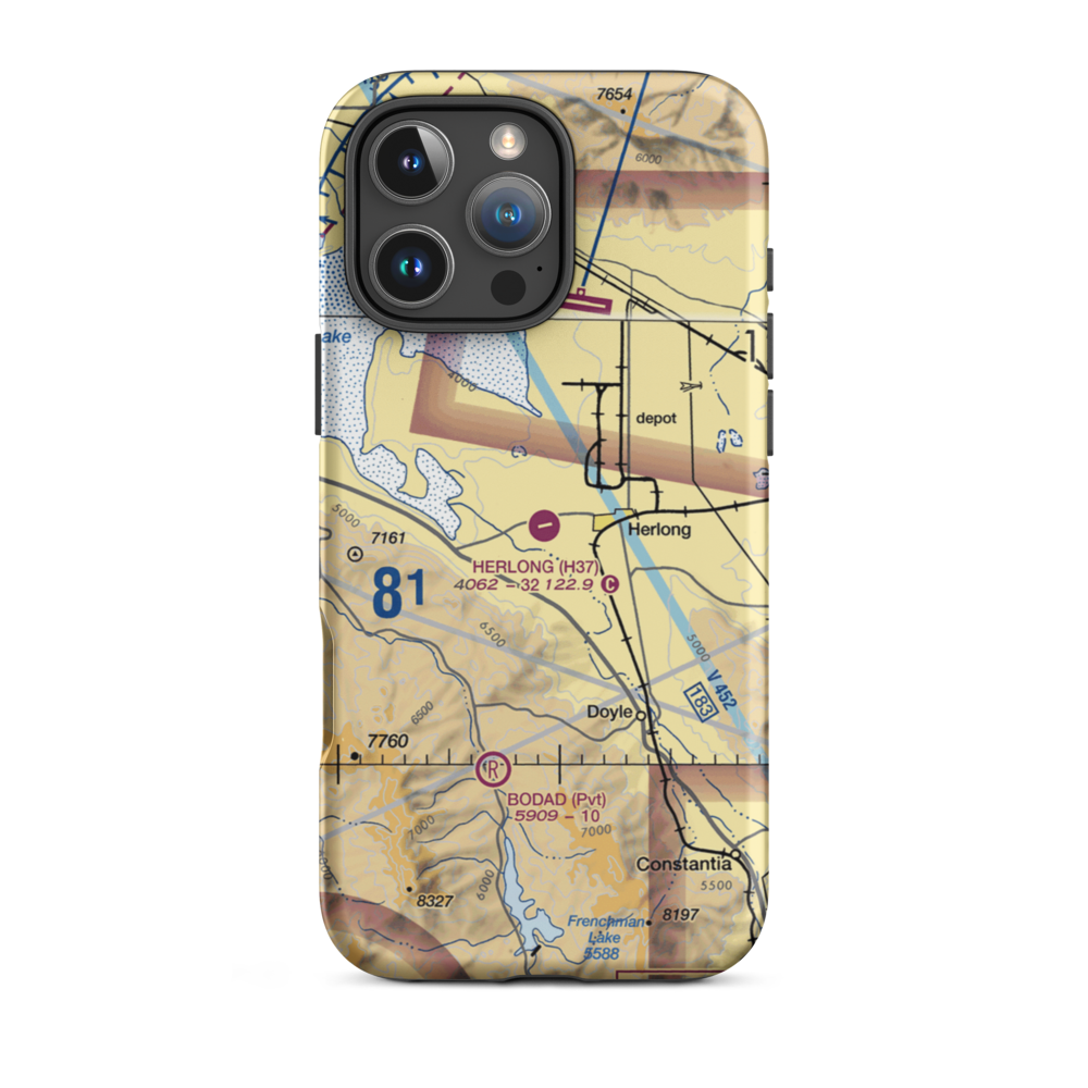 Herlong Airport (H37) VFR Sectional  Tough iPhone Case iPhone 16 Pro Max model shown