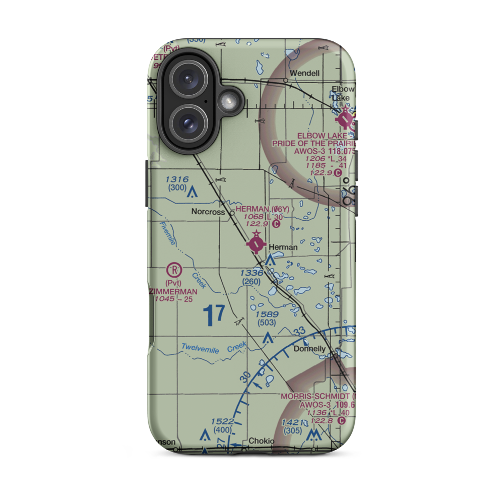 Herman Municipal Airport (06Y) VFR Sectional  Tough iPhone Case iPhone 16 Plus model shown