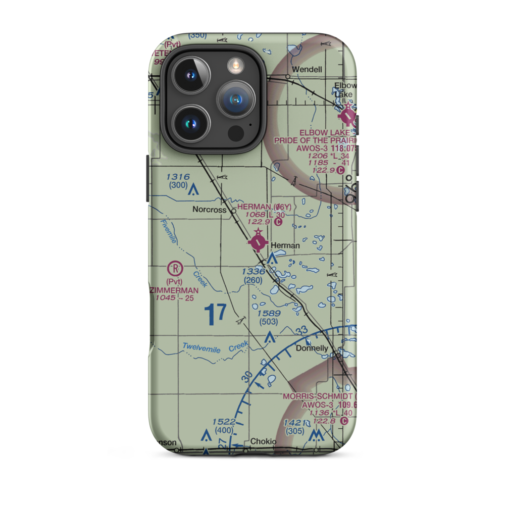Herman Municipal Airport (06Y) VFR Sectional  Tough iPhone Case iPhone 16 Pro Max model shown