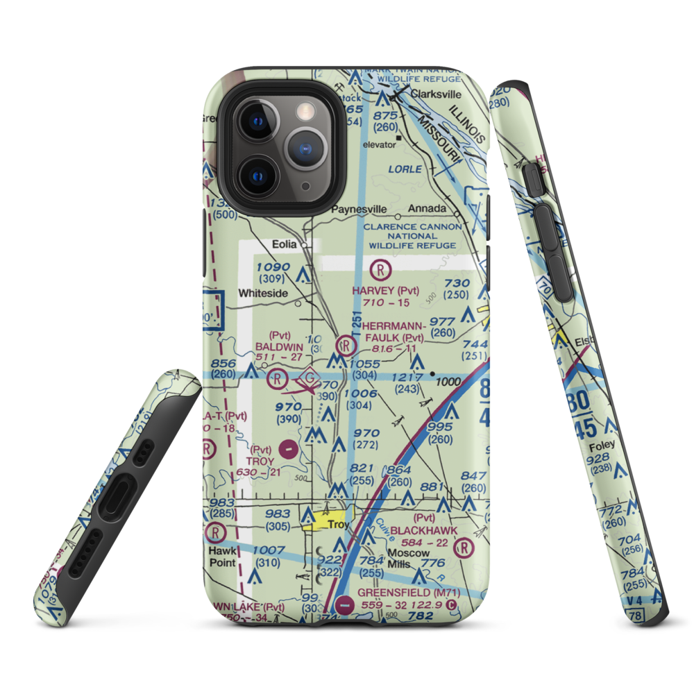 Hermann-Faulk Airfield (54MO) VFR Sectional  Tough iPhone Case iPhone 11 Pro model shown