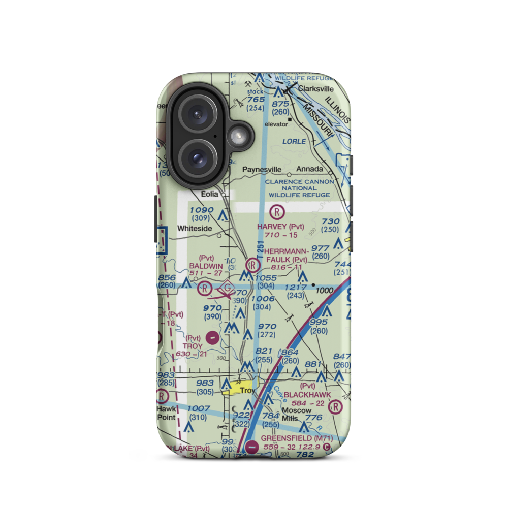 Hermann-Faulk Airfield (54MO) VFR Sectional  Tough iPhone Case iPhone 16 model shown