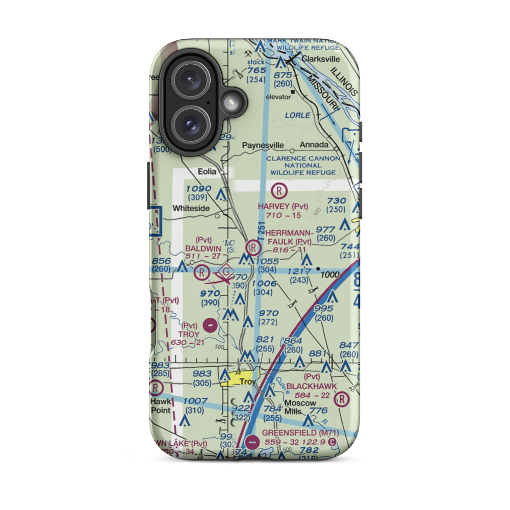 Hermann-Faulk Airfield (54MO) VFR Sectional  Tough iPhone Case iPhone 16 Plus model shown