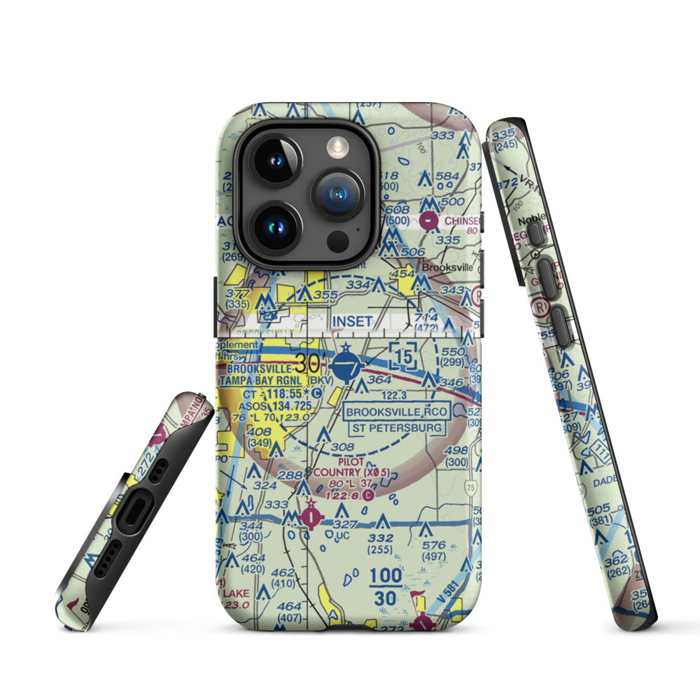 Hernando County Airport (BKV) VFR Sectional  Tough iPhone Case iPhone 15 Pro model shown