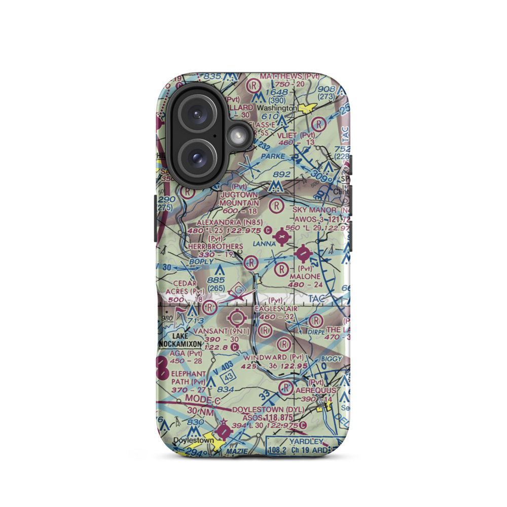 Herr Brothers Airport (NJ95) VFR Sectional  Tough iPhone Case iPhone 16 model shown