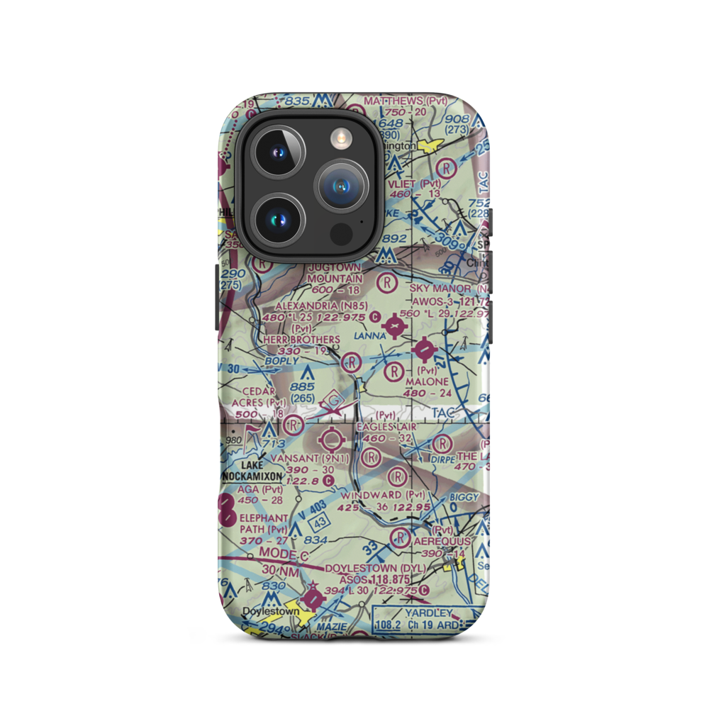 Herr Brothers Airport (NJ95) VFR Sectional  Tough iPhone Case iPhone 16 Pro model shown