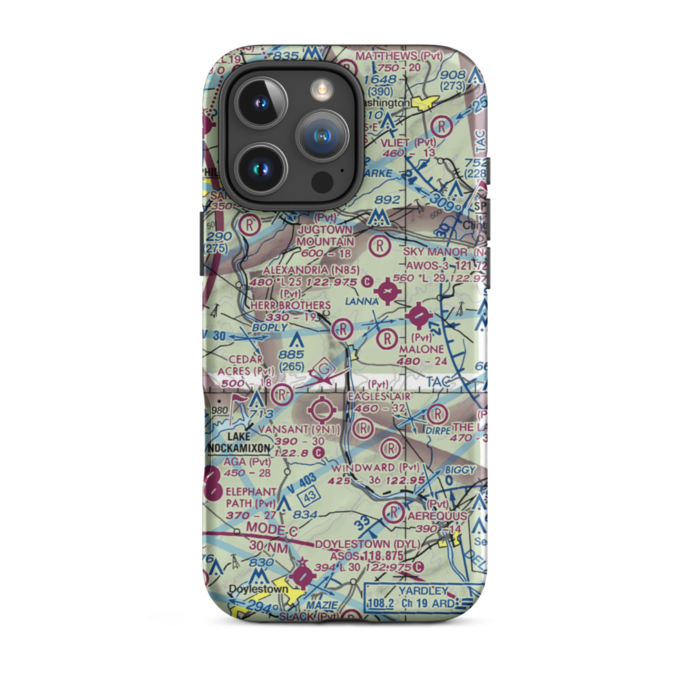 Herr Brothers Airport (NJ95) VFR Sectional  Tough iPhone Case iPhone 16 Pro Max model shown