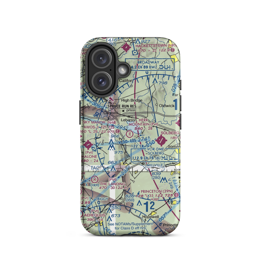 Herr Mountain Airport (5NJ2) VFR Sectional  Tough iPhone Case iPhone 16 model shown