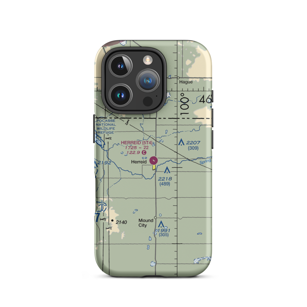 Herreid Municipal Airport (5T4) VFR Sectional  Tough iPhone Case iPhone 16 Pro model shown