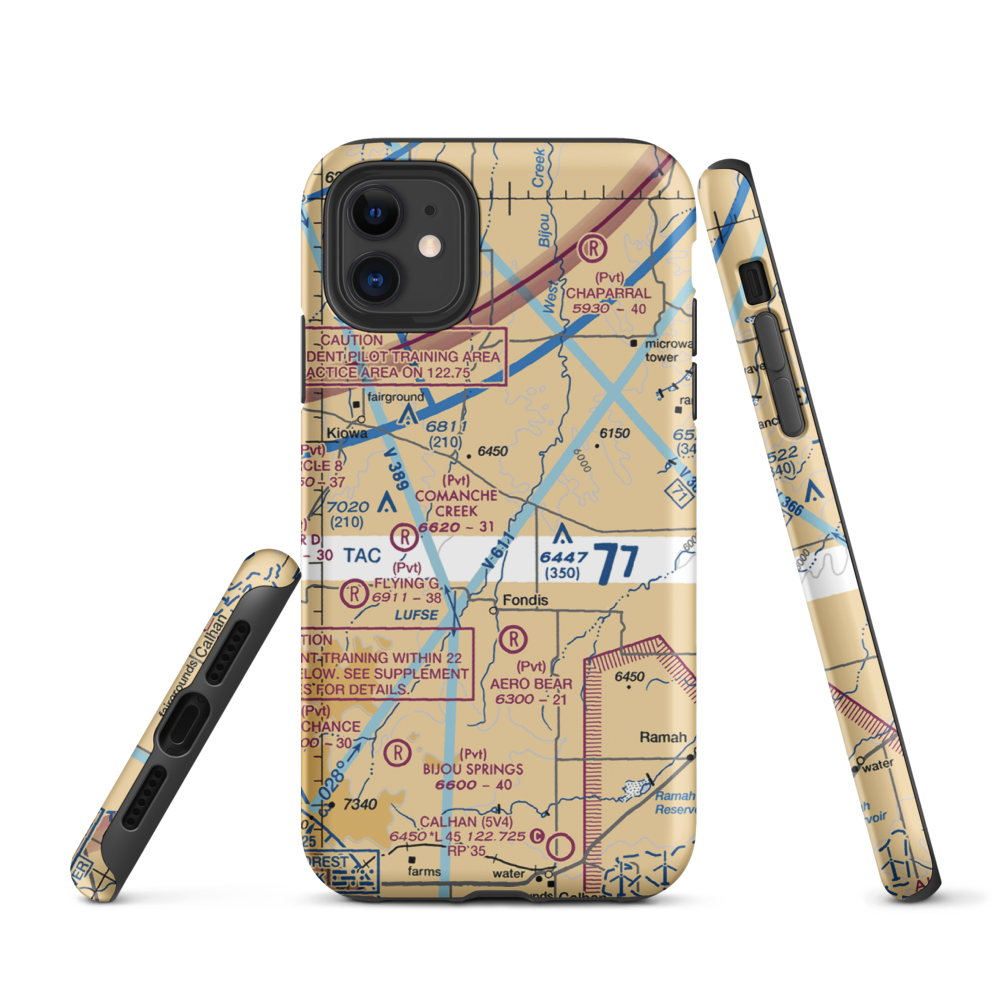 Herrick Airport (9CO8) VFR Sectional  Tough iPhone Case iPhone 11 model shown