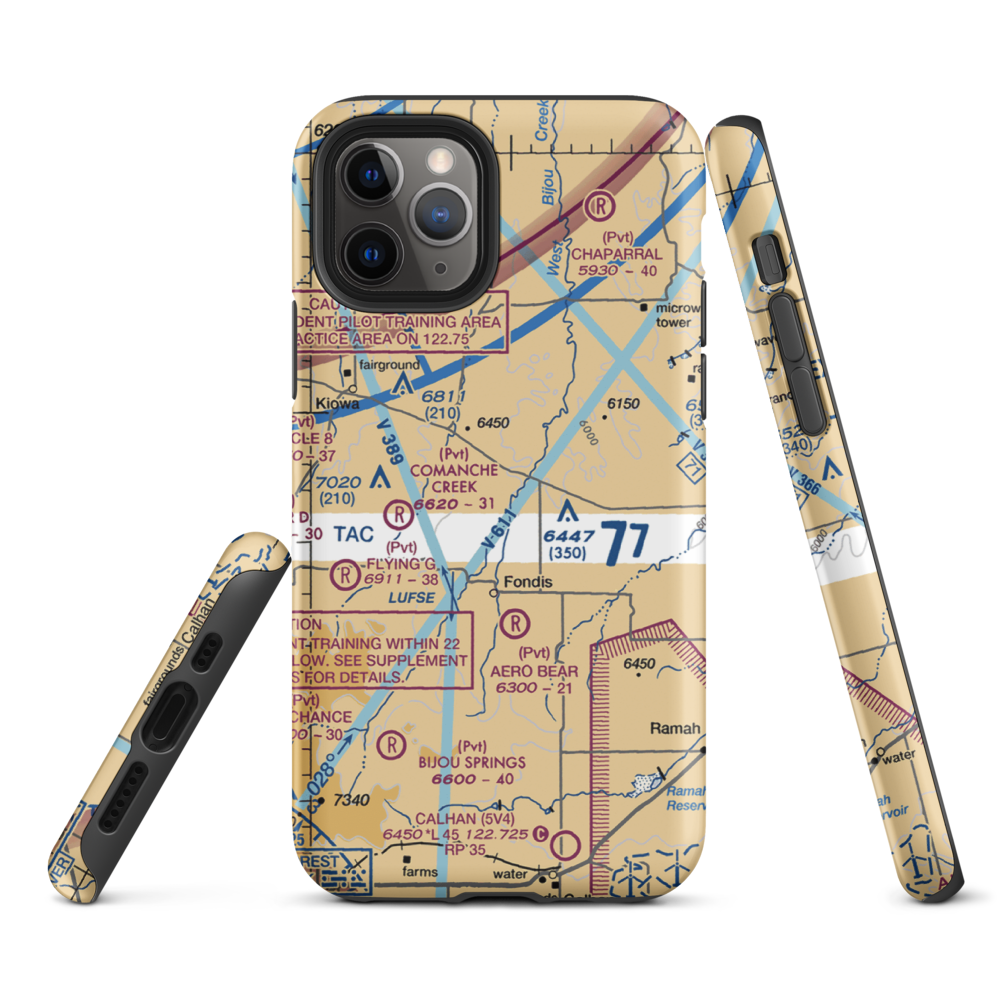 Herrick Airport (9CO8) VFR Sectional  Tough iPhone Case iPhone 11 Pro model shown