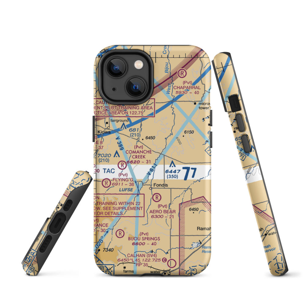 Herrick Airport (9CO8) VFR Sectional  Tough iPhone Case iPhone 14 model shown