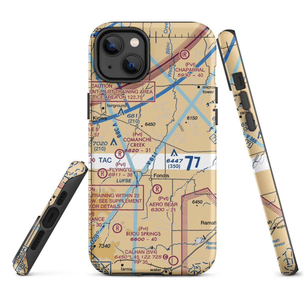 Herrick Airport (9CO8) VFR Sectional  Tough iPhone Case iPhone 14 Plus model shown