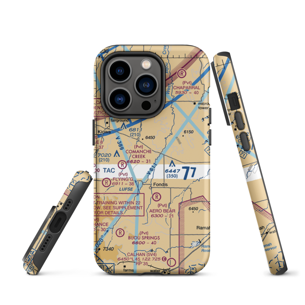 Herrick Airport (9CO8) VFR Sectional  Tough iPhone Case iPhone 14 Pro model shown