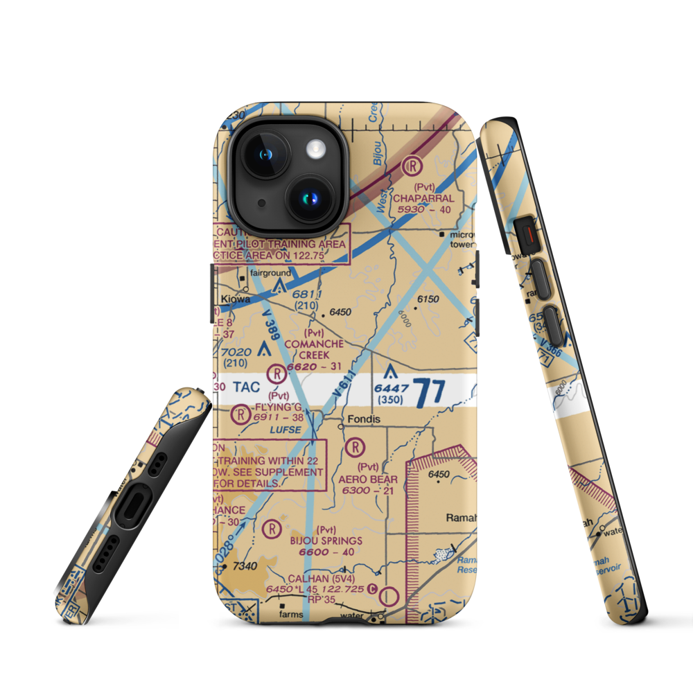 Herrick Airport (9CO8) VFR Sectional  Tough iPhone Case iPhone 15 model shown