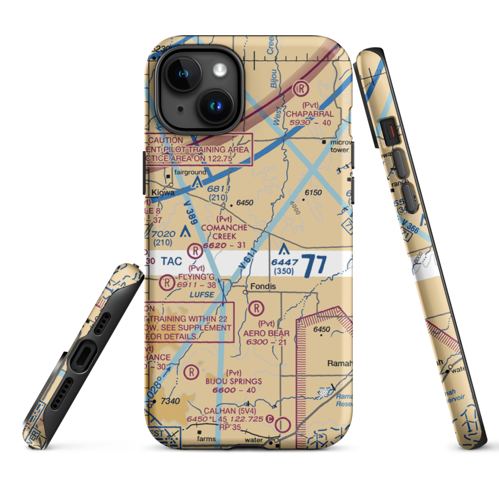 Herrick Airport (9CO8) VFR Sectional  Tough iPhone Case iPhone 15 Plus model shown