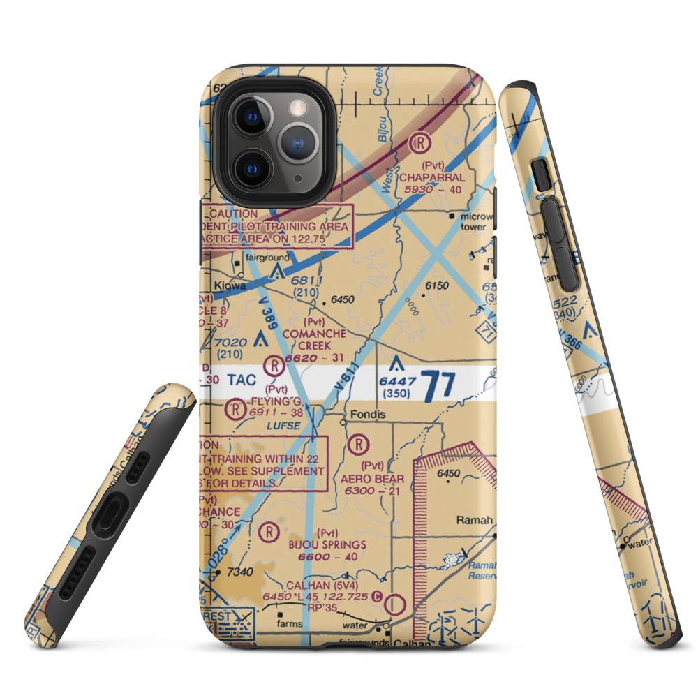 Herrick Airport (9CO8) VFR Sectional  Tough iPhone Case iPhone 11 Pro Max model shown