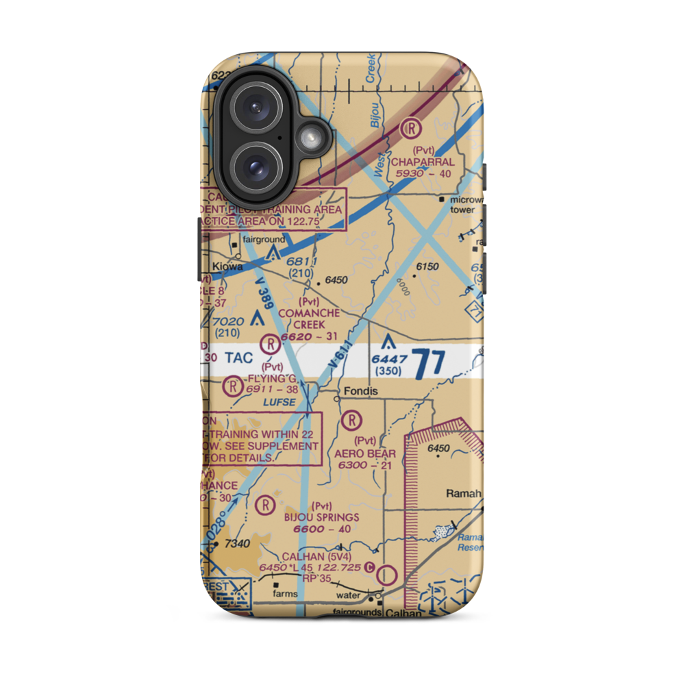 Herrick Airport (9CO8) VFR Sectional  Tough iPhone Case iPhone 16 Plus model shown