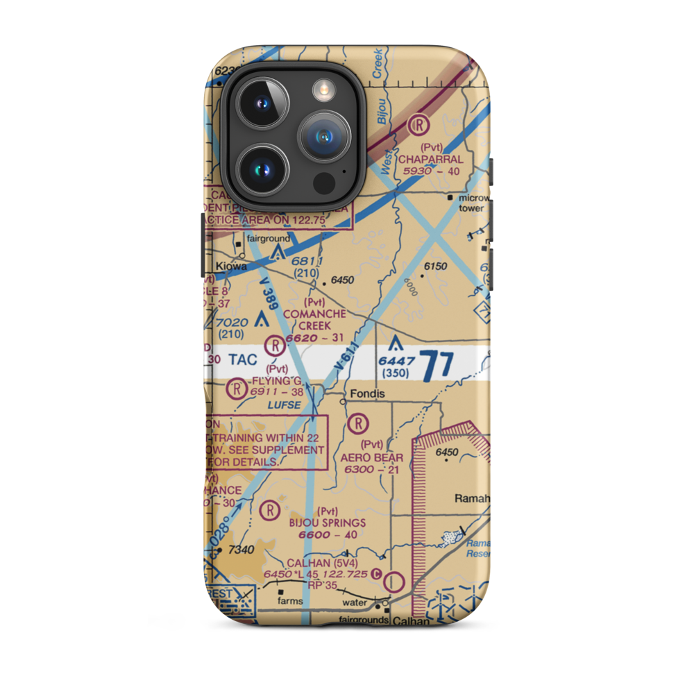Herrick Airport (9CO8) VFR Sectional  Tough iPhone Case iPhone 16 Pro Max model shown