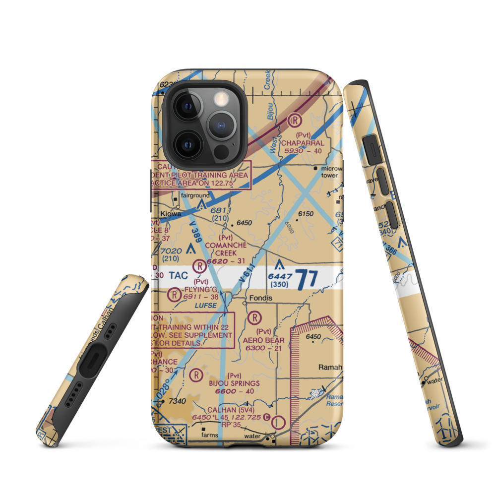 Herrick Airport (9CO8) VFR Sectional  Tough iPhone Case iPhone 12 Pro model shown