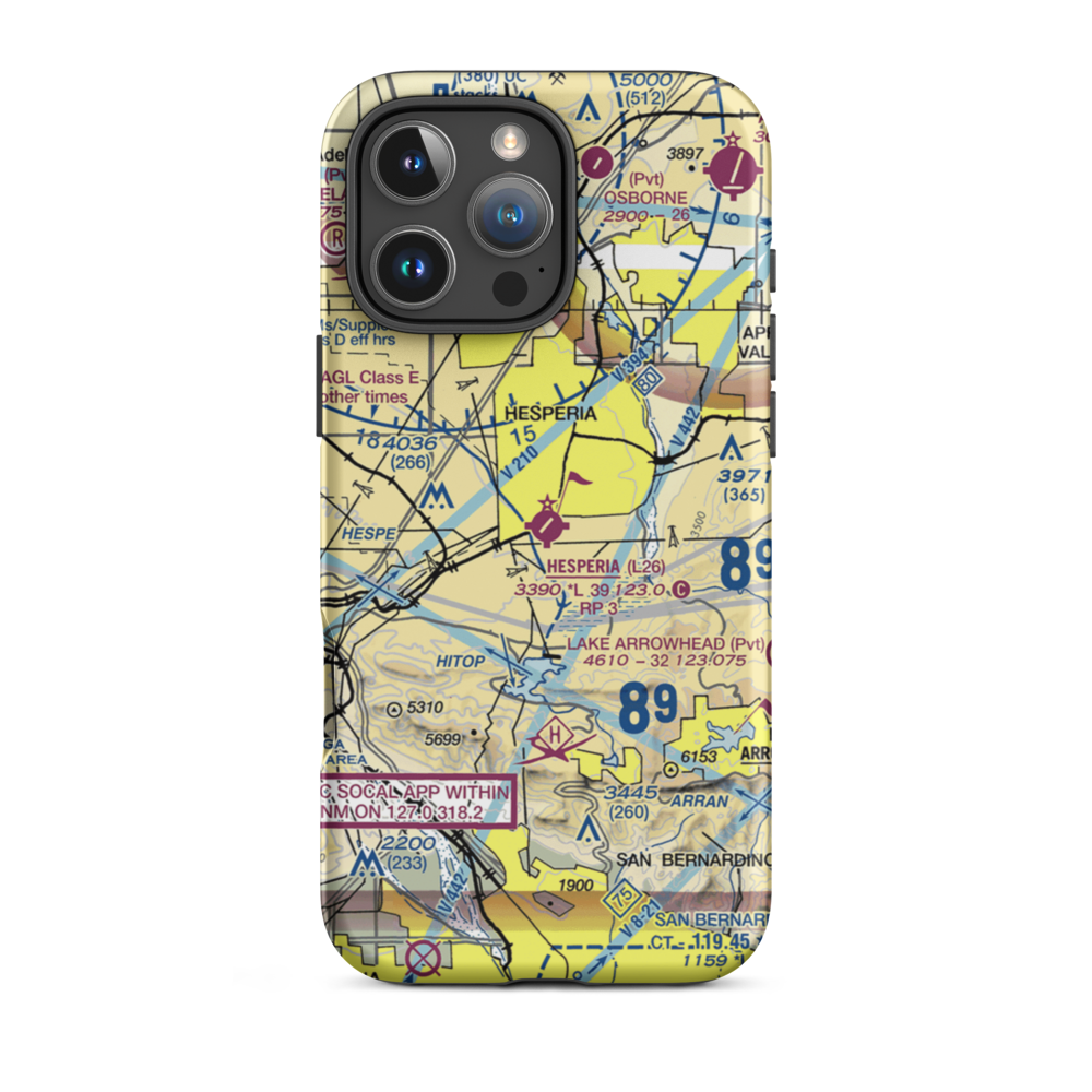 Hesperia Airport (L26) VFR Sectional  Tough iPhone Case iPhone 16 Pro Max model shown