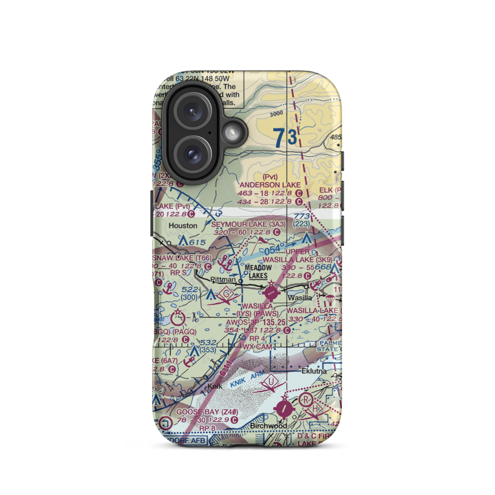 Hess Airport (7AK8) VFR Sectional  Tough iPhone Case iPhone 16 model shown