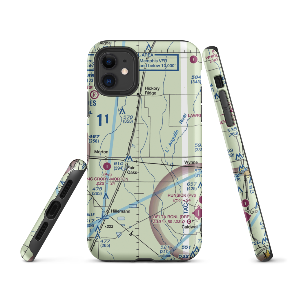 Hess Strip (AR50) VFR Sectional  Tough iPhone Case iPhone 11 model shown