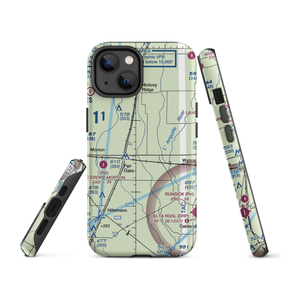 Hess Strip (AR50) VFR Sectional  Tough iPhone Case iPhone 14 model shown