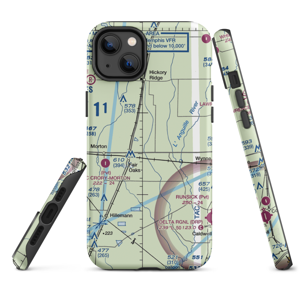 Hess Strip (AR50) VFR Sectional  Tough iPhone Case iPhone 14 Plus model shown