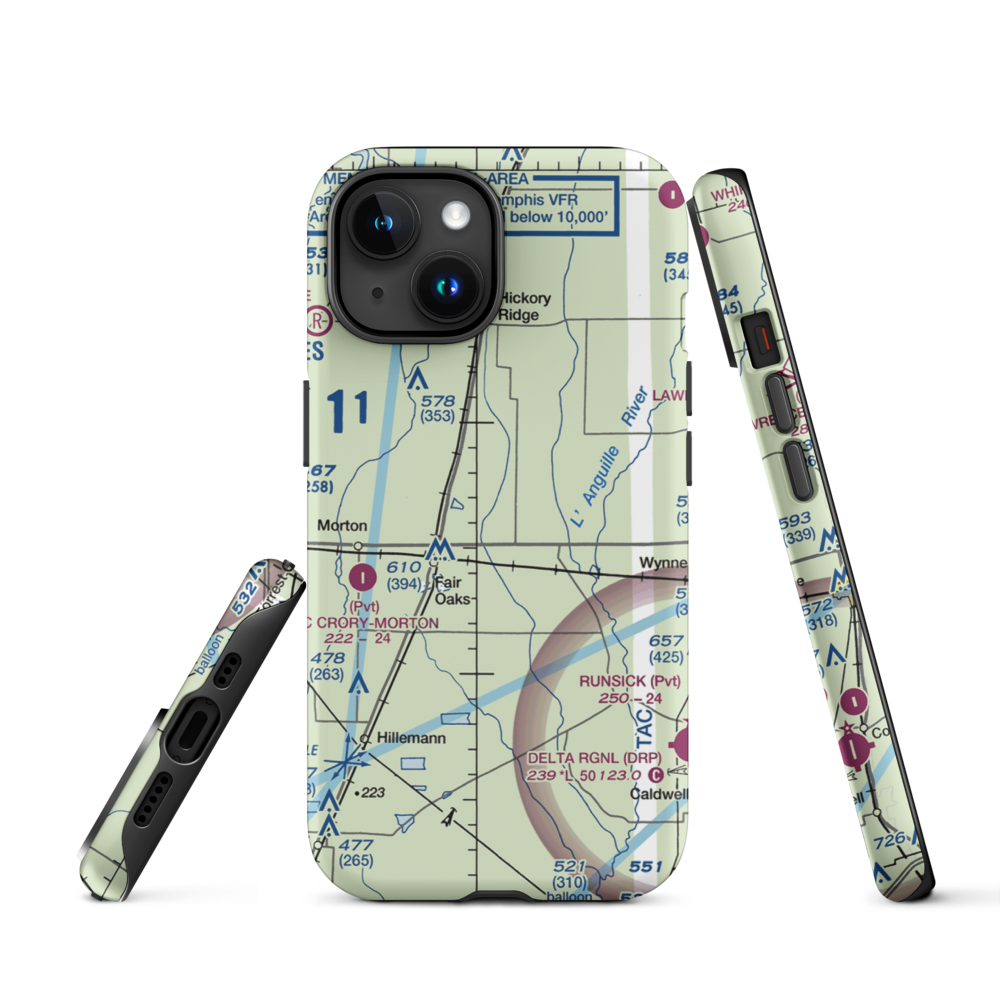 Hess Strip (AR50) VFR Sectional  Tough iPhone Case iPhone 15 model shown