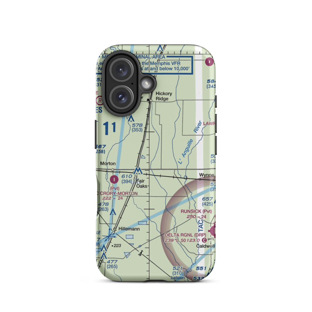 Hess Strip (AR50) VFR Sectional  Tough iPhone Case iPhone 16 model shown