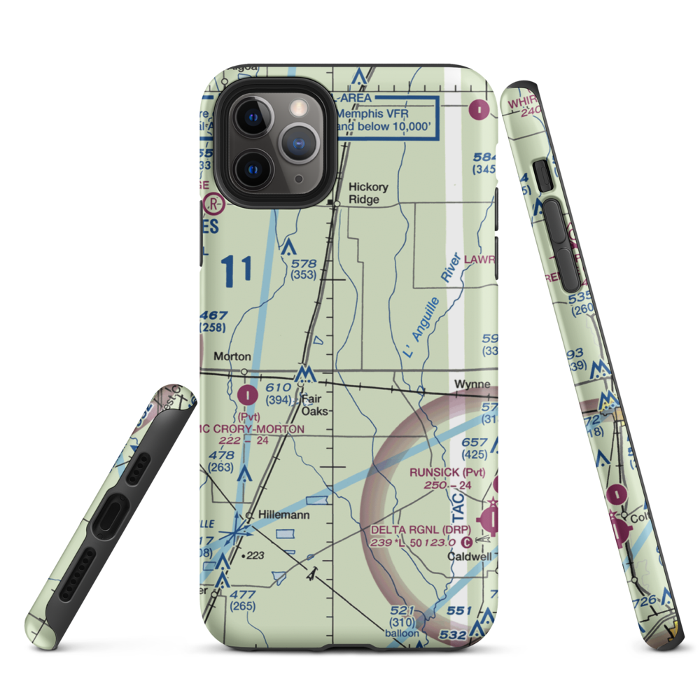 Hess Strip (AR50) VFR Sectional  Tough iPhone Case iPhone 11 Pro Max model shown