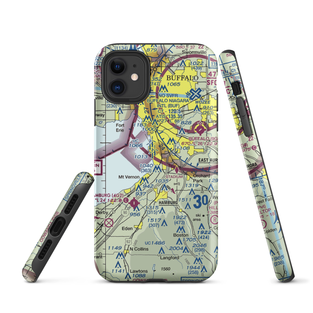 Heussler Hamburg Heliport (O01) VFR Sectional  Tough iPhone Case iPhone 11 model shown