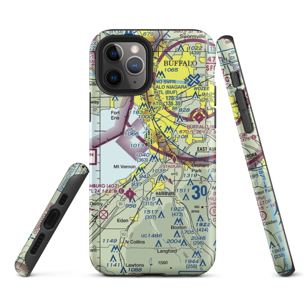 Heussler Hamburg Heliport (O01) VFR Sectional  Tough iPhone Case iPhone 11 Pro model shown