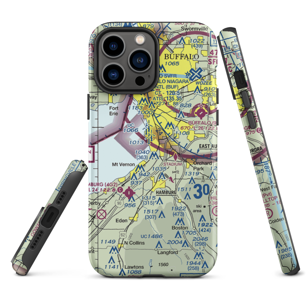 Heussler Hamburg Heliport (O01) VFR Sectional  Tough iPhone Case iPhone 13 Pro Max model shown