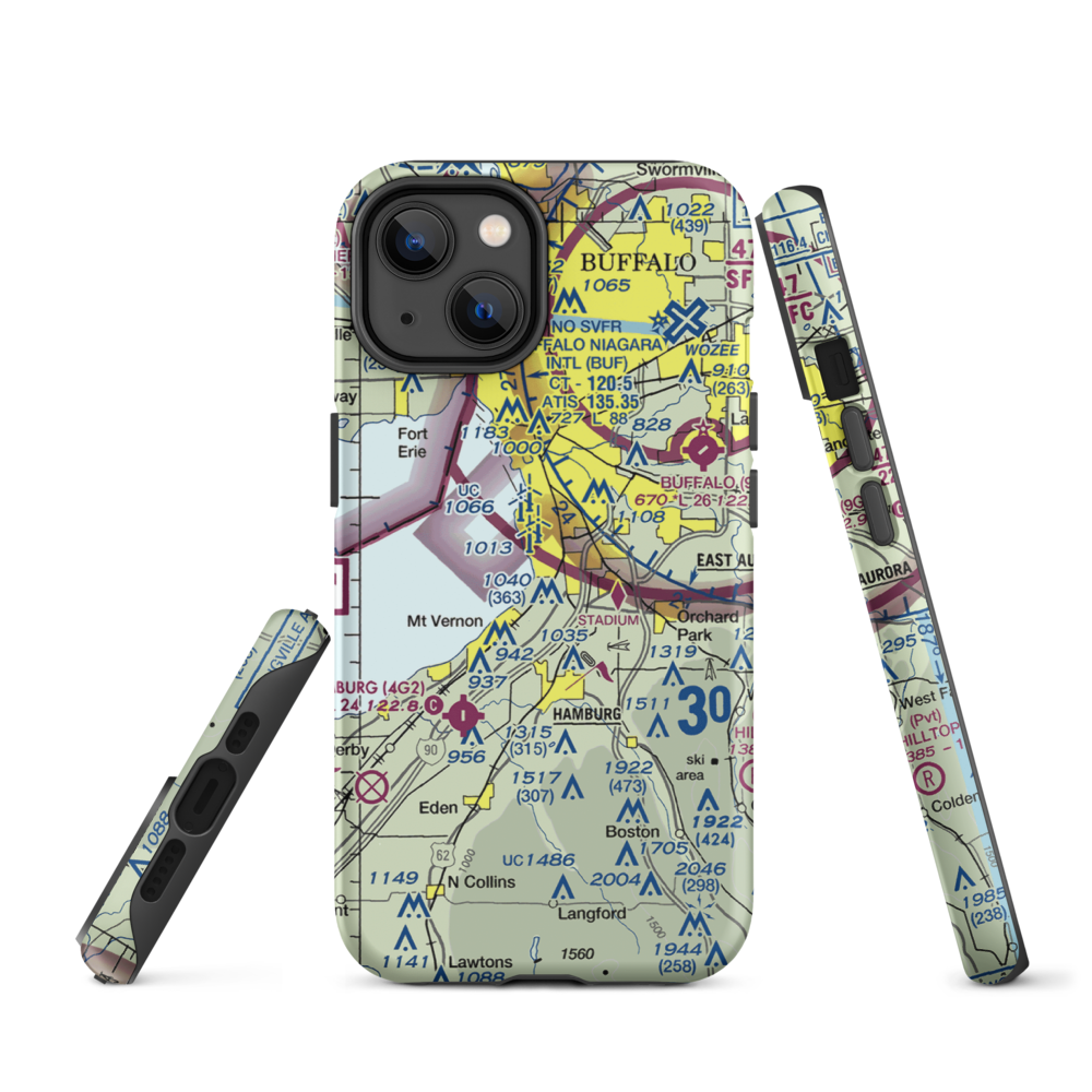Heussler Hamburg Heliport (O01) VFR Sectional  Tough iPhone Case iPhone 14 model shown