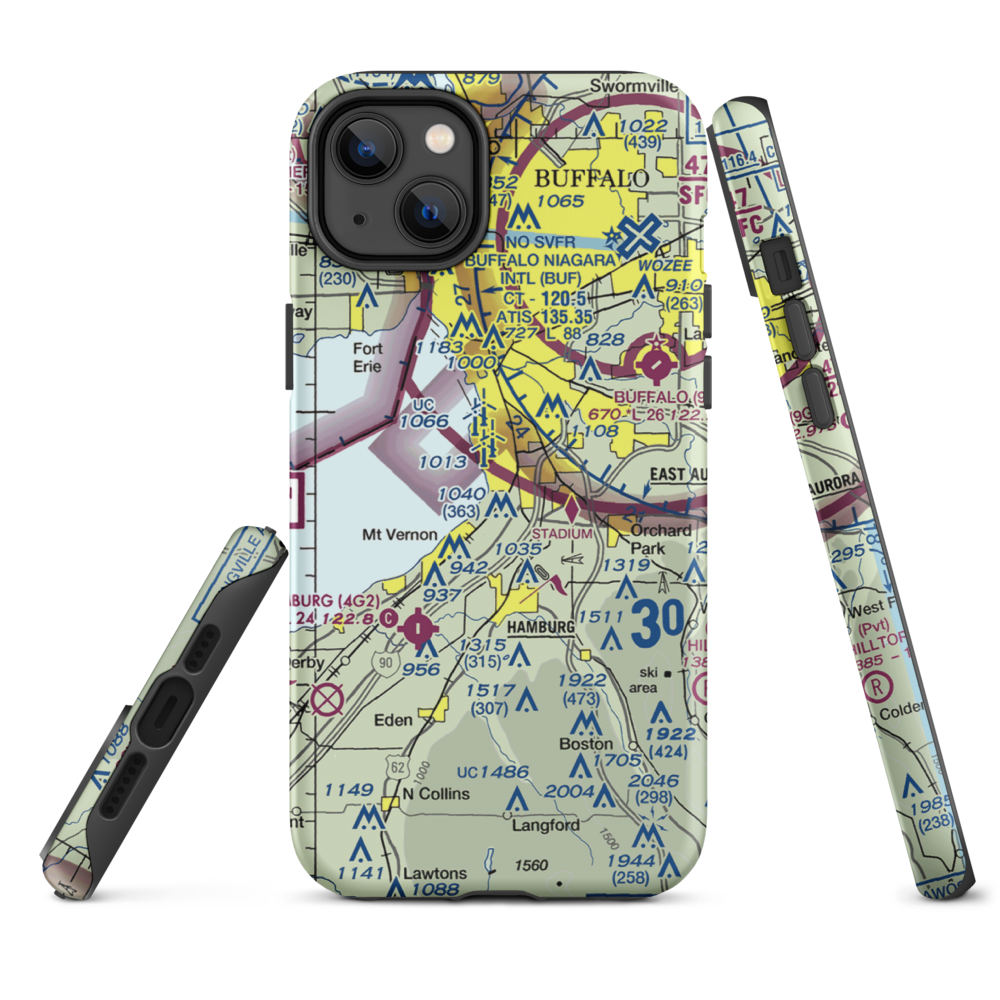 Heussler Hamburg Heliport (O01) VFR Sectional  Tough iPhone Case iPhone 14 Plus model shown