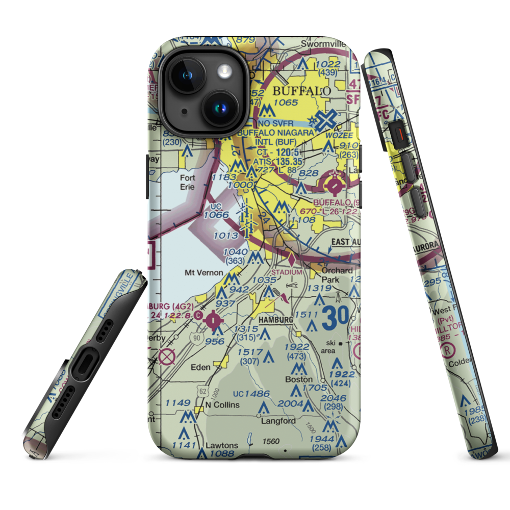 Heussler Hamburg Heliport (O01) VFR Sectional  Tough iPhone Case iPhone 15 Plus model shown