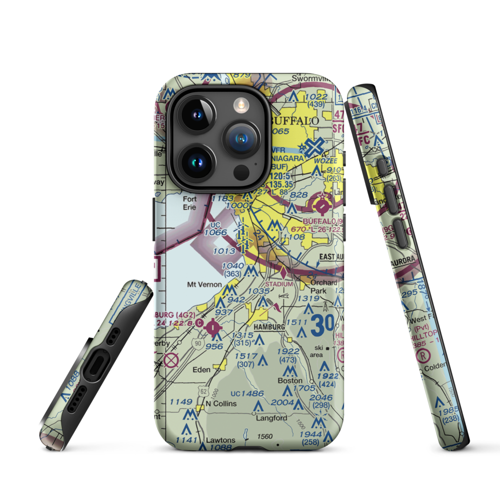 Heussler Hamburg Heliport (O01) VFR Sectional  Tough iPhone Case iPhone 15 Pro model shown